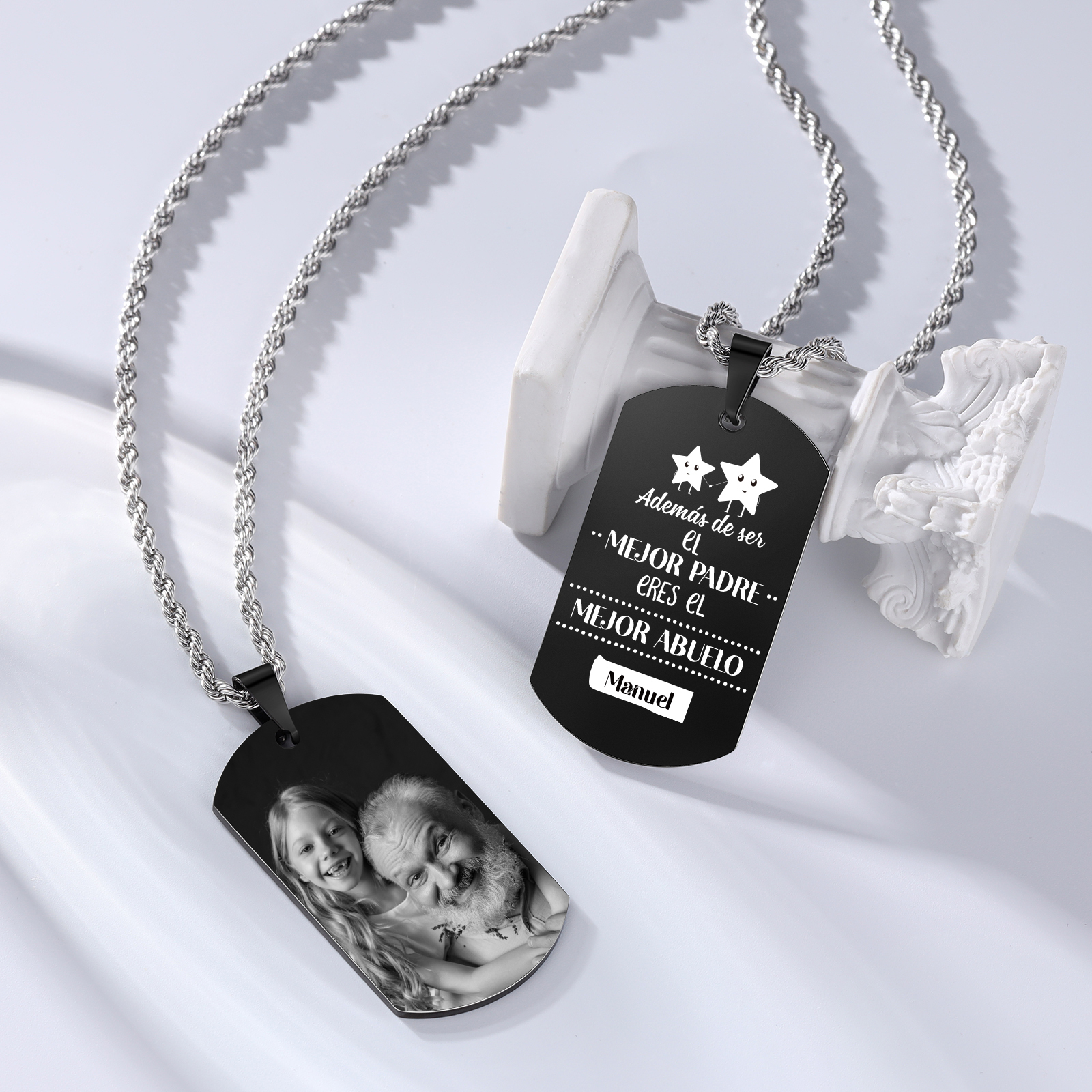 A MI ABUELO-Collar de placa personalizada con nombre y foto-Jessemade ES