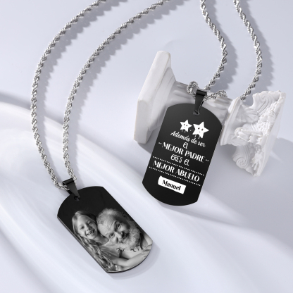 A MI ABUELO-Collar de placa personalizada con nombre y foto-Jessemade ES