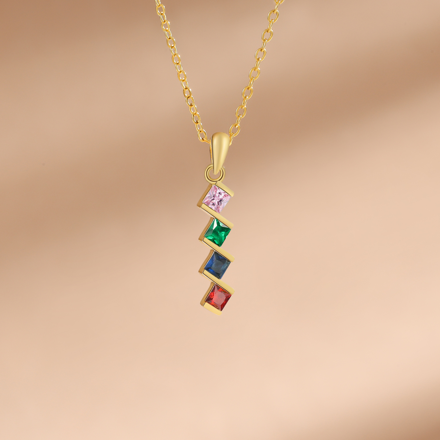 Collar para mujer con 4 piedras de nacimiento personalizadas-Jessemade ES