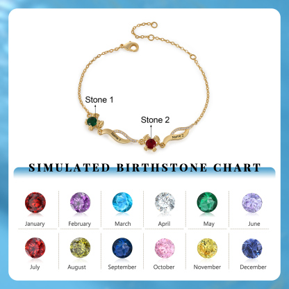 Pulsera con dije de cangrejo para mujer personalizada con 2 nombres y 2 piedras de nacimiento-Jessemade ES