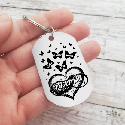 A mi mamá-Llavero 2-6 Nombres Personalizados CORAZÓN Y MARIPOSAS-Jessemade ES