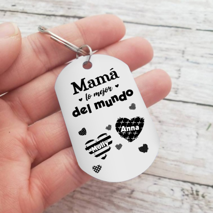 A mi mamá-Llavero 1-6 Nombres Personalizados CORAZONES-Jessemade ES