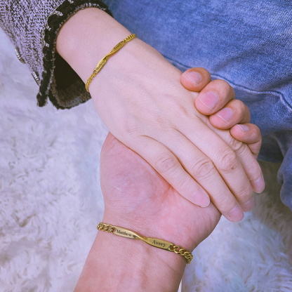 Pulsera ajustable de acero con 2 nombres personalizados para pareja | Jessemade