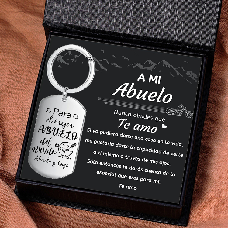 A mi abuelo-Llavero EL MEJOR ABUELO DEL MUNDO personalizado con 1 texto-Jessemade ES