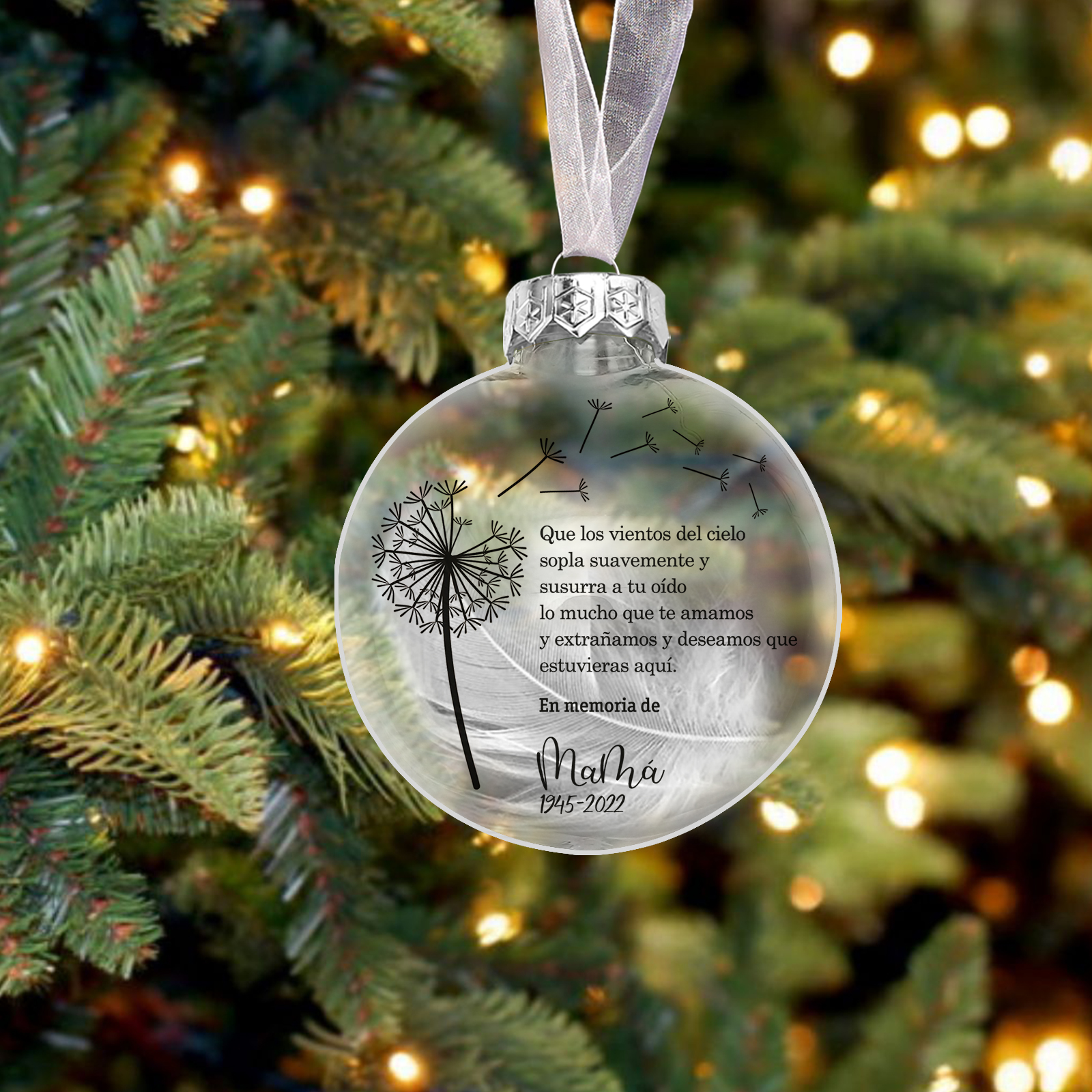 Bola navideña conmemorativa Adorno de Navidad 1 nombre y años personalizados con pluma -Jessemade ES