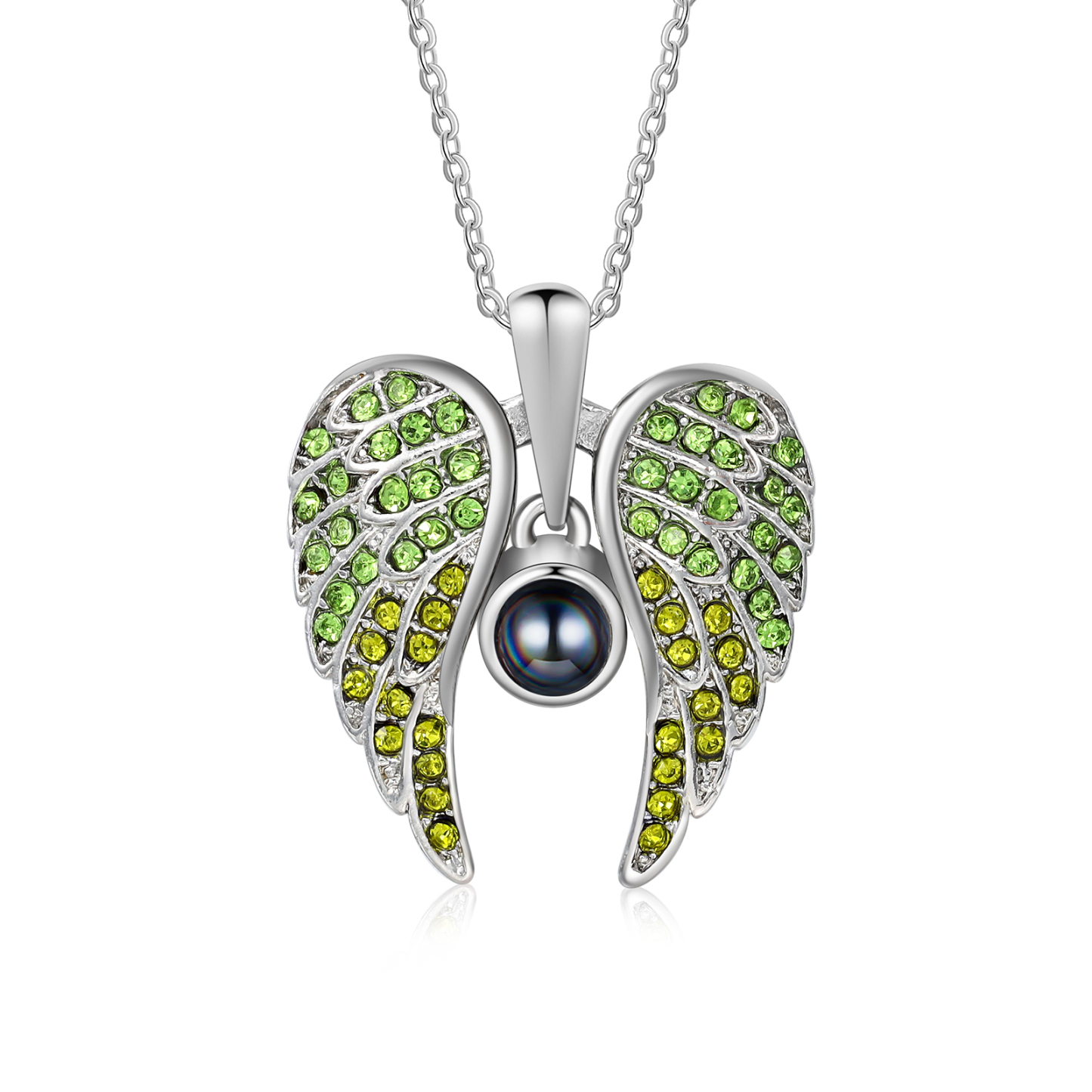 Collar de alas de ángel abiertas personalizado con 1 foto en proyección-Jessemade ES