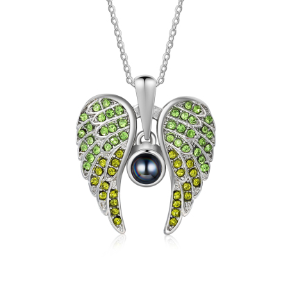 Collar de alas de ángel abiertas personalizado con 1 foto en proyección-Jessemade ES