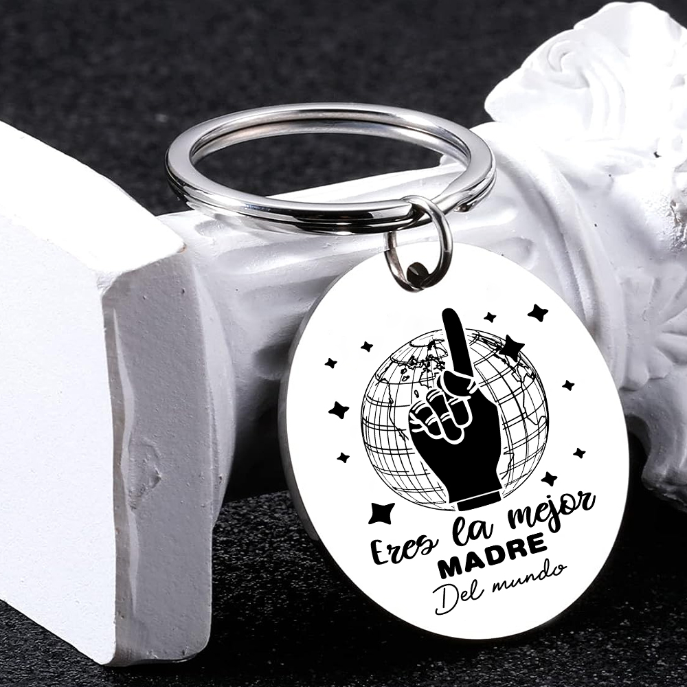 A mi mamá - Llavero de placa redonda "la mejor mamá del mundo"-Jessemade ES