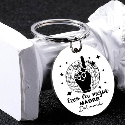 A mi mamá - Llavero de placa redonda "la mejor mamá del mundo"-Jessemade ES