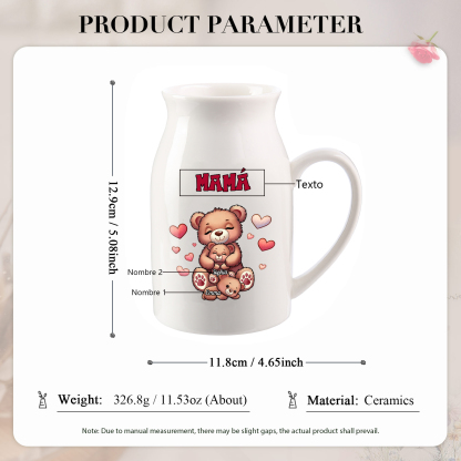 Florero de cerámica mamaosa y sus bebés 2-8 nombres personalizados con texto decoración del hogar-Jessemade ES