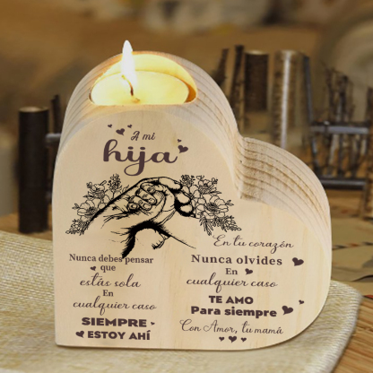 Candelero de corazón para hija de mamá de madera de corazón sin candela-Jessemade ES