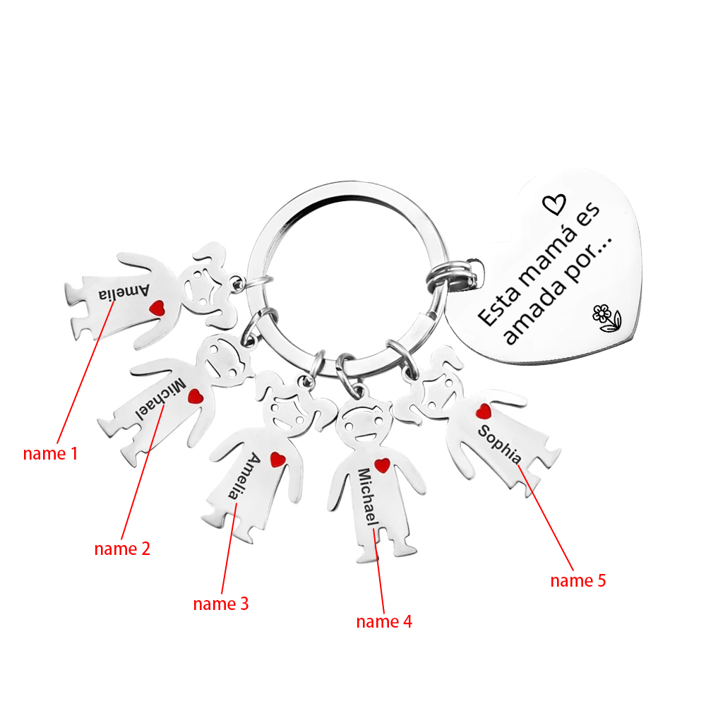 A mi mamá - Llavero con 5 nombres personalizados en "niños"-Jessemade ES