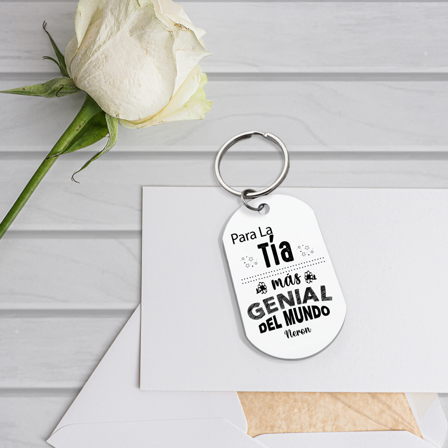 A mi tía - Llavero PARA LA TÍA MÁS GENIAL DEL MUNDO 1 nombre personalizado-Jessemade ES