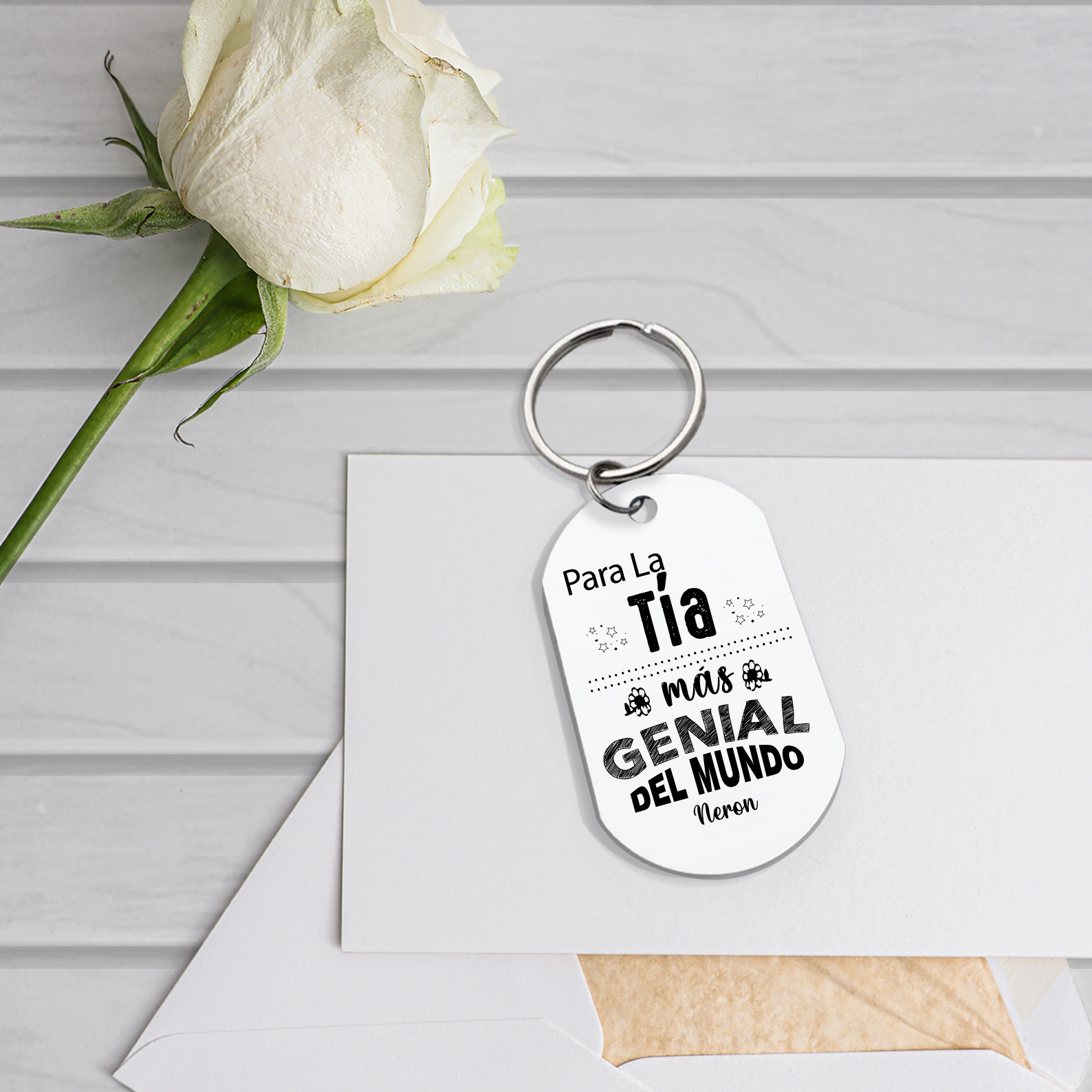 A mi tía - Llavero PARA LA TÍA MÁS GENIAL DEL MUNDO 1 nombre personalizado-Jessemade ES