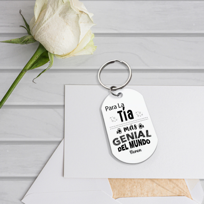 A mi tía - Llavero PARA LA TÍA MÁS GENIAL DEL MUNDO 1 nombre personalizado-Jessemade ES