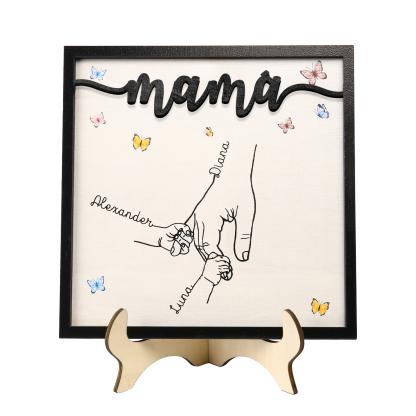 A mi mamá-Adorno 2-7 nombres personalizados decoración de madera mano con manitos-Jessemade ES