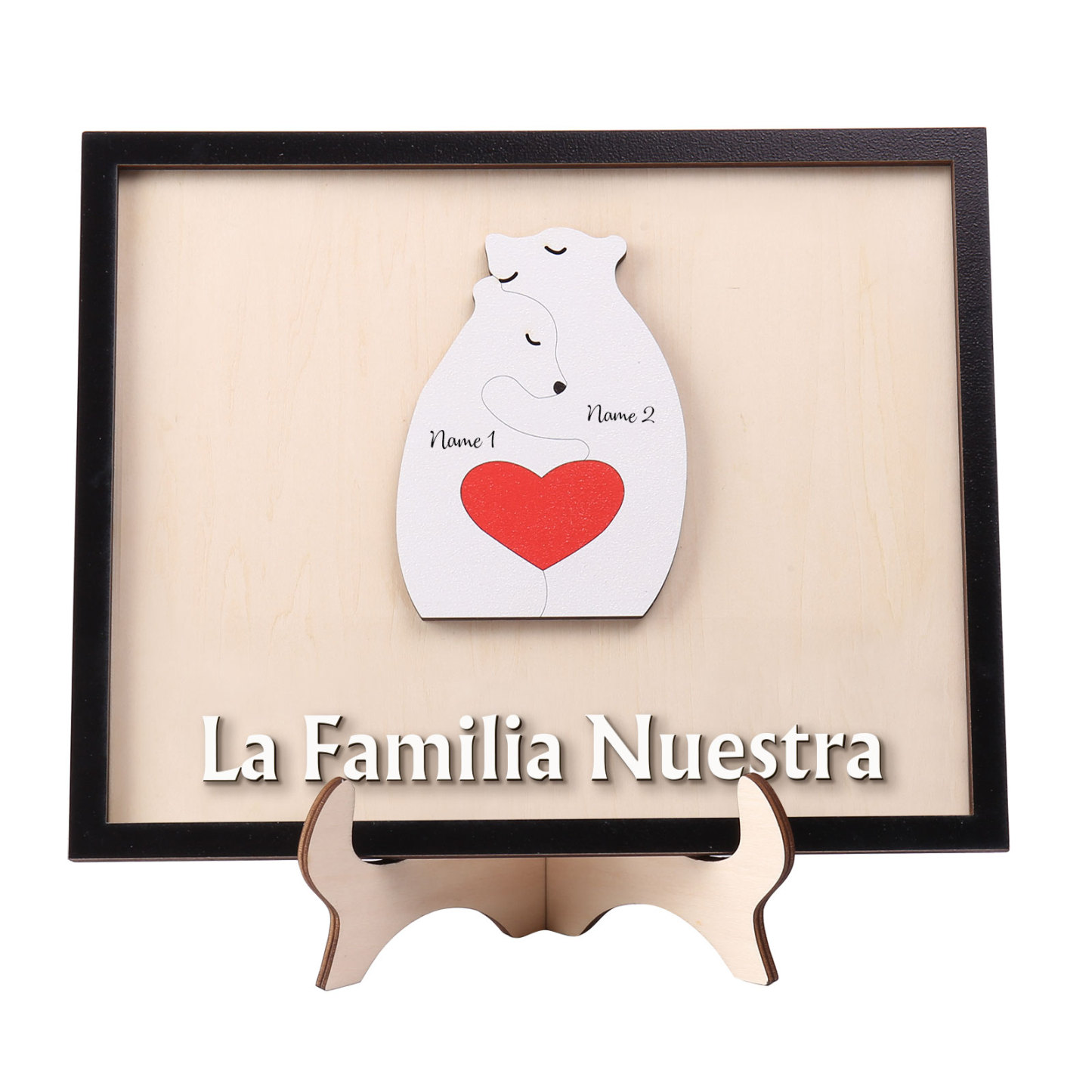 A familia-Adorno 2-6 nombres personalizados decoración de madera familia de canguros-Jessemade ES