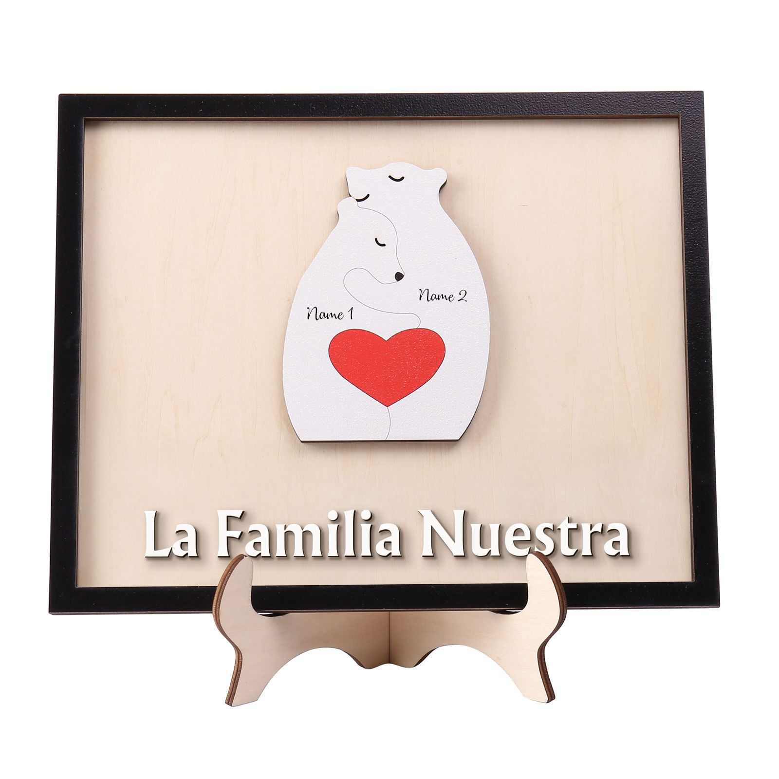A familia-Adorno 2-6 nombres personalizados decoración de madera familia de canguros-Jessemade ES