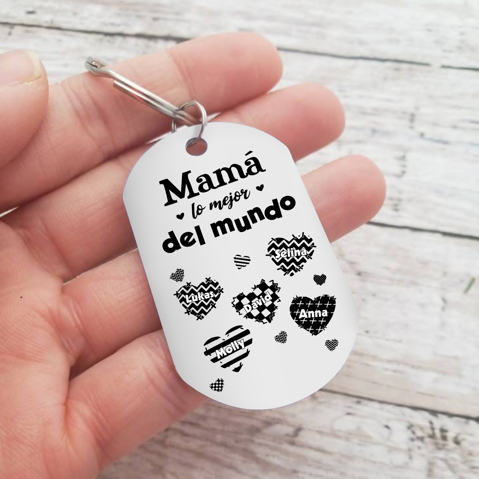 A mi mamá-Llavero 1-6 Nombres Personalizados CORAZONES-Jessemade ES