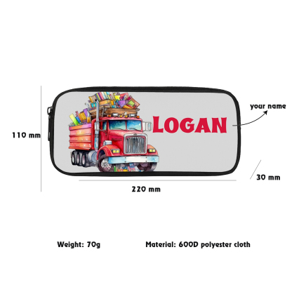 Estuche personalizado con nombre con diseños coloridos de coches/cars para niños