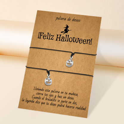 Pulsera de deseos-Unidad de 2 pulseras de calabaza🎃 ¡Feliz Halloween!-Jessemade ES