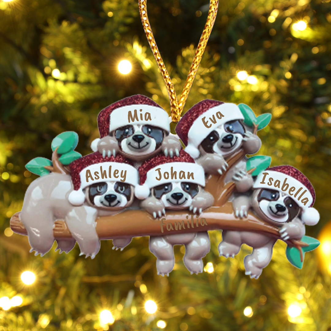 Navidad-Ornamento la familia de pereza 5 nombres y apellido personaliz