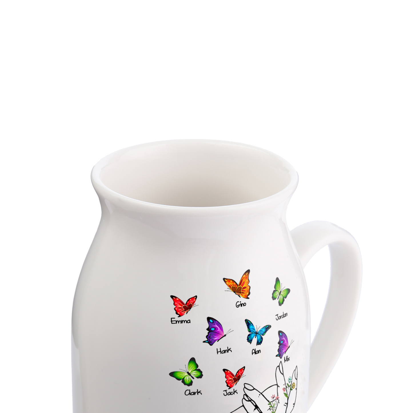 Florero de cerámica mano y mariposas 2-8 nombres personalizados con texto decoración del hogar-Jessemade ES
