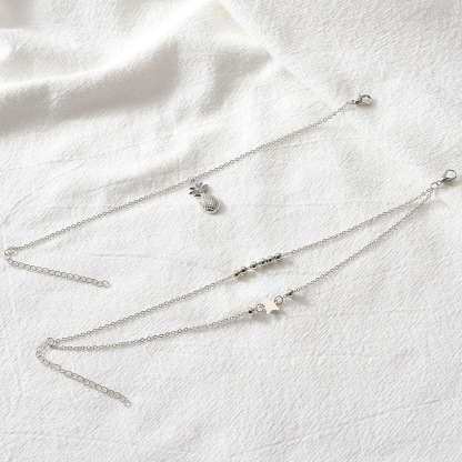Pulsera de tobillo dos cadenas para mujer regalo de verano-Jessemade ES