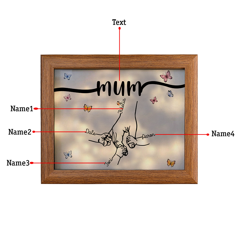A mi mamá-Marco de 2-7 nombres y 1 texto personalizados de madera-Jessemade ES
