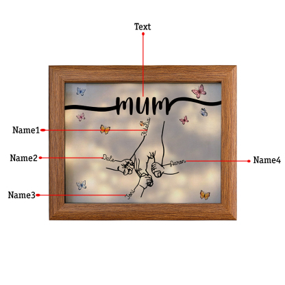 A mi mamá-Marco de 2-7 nombres y 1 texto personalizados de madera-Jessemade ES