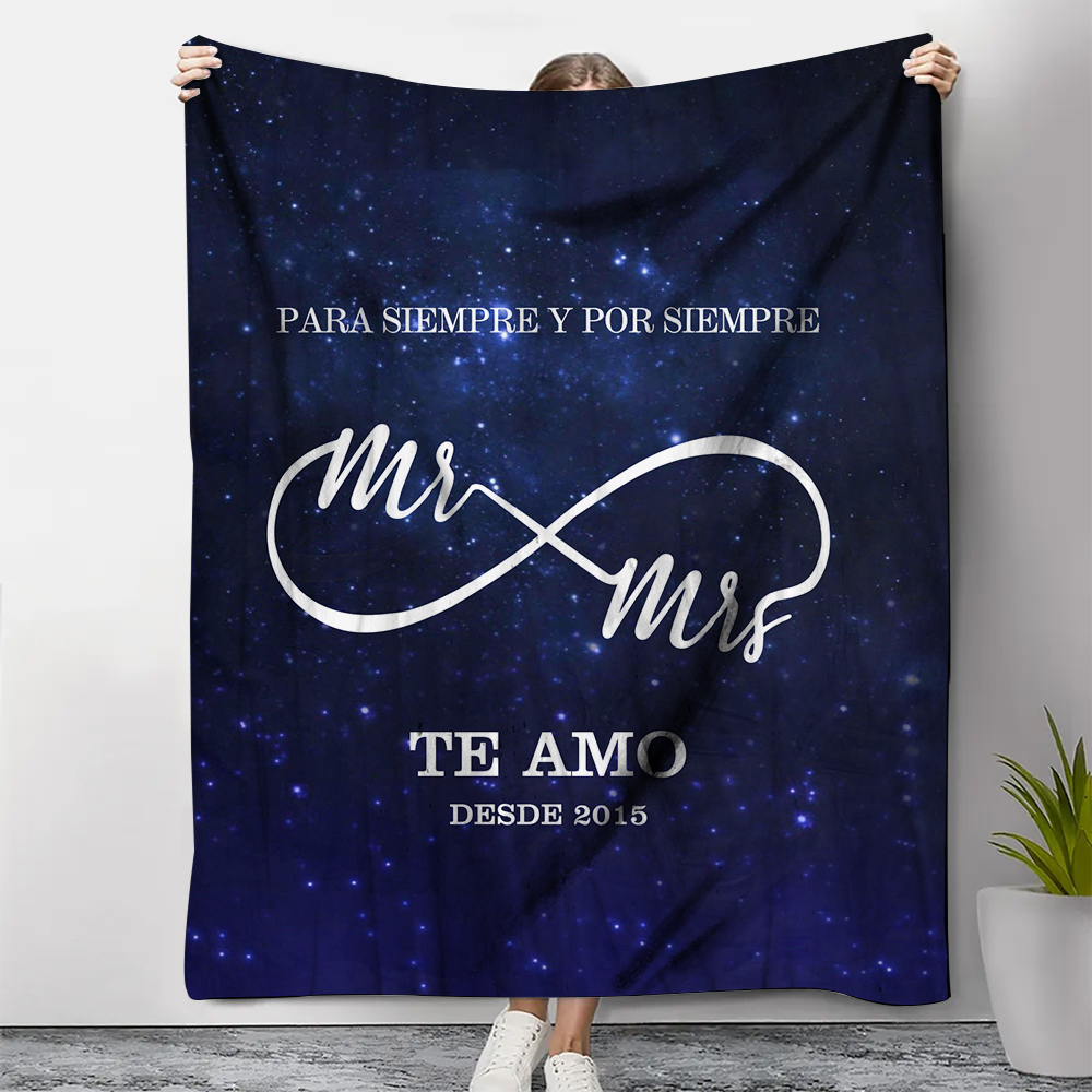Pareja-Manta de buen calidad de infinito personalizada con 2 nombres y fecha-Jessemade ES
