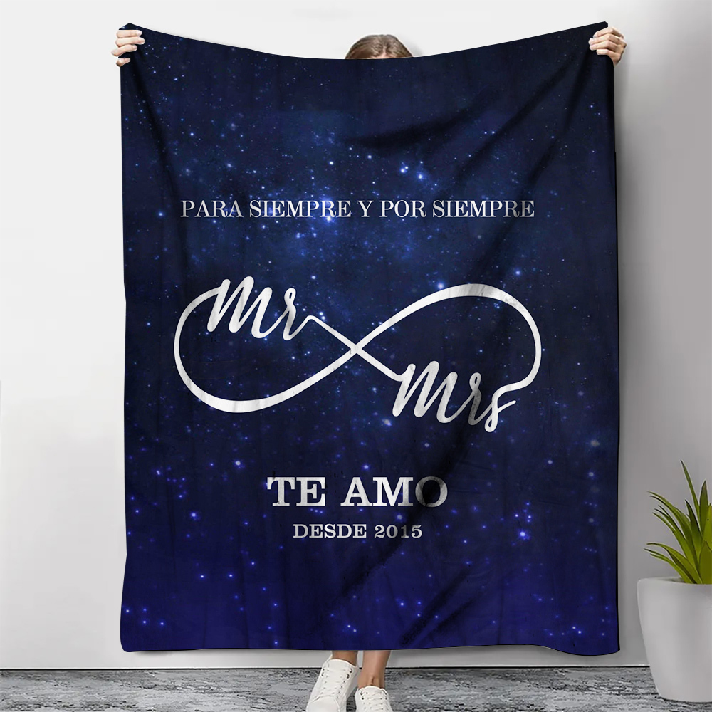 Pareja-Manta de buen calidad de infinito personalizada con 2 nombres y fecha-Jessemade ES