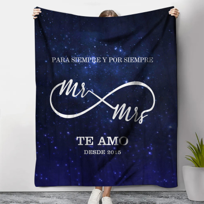 Pareja-Manta de buen calidad de infinito personalizada con 2 nombres y fecha-Jessemade ES