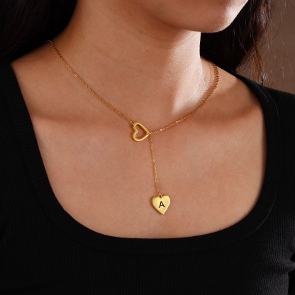Collar de corazón con 1 letra personalizada-Jessemade ES