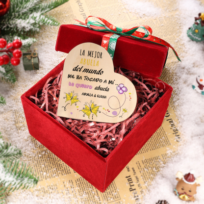 A mi abuela - Candelero de madera sin vela Mariposas 2 nombres personalizados-Jessemade ES