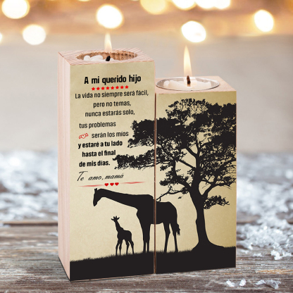 Candelero de dos piezas para hijo de mamá de madera de dos piezas sin candela