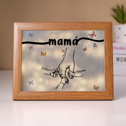 A mi mamá-Marco de 2-7 nombres y 1 texto personalizados de madera-Jessemade ES
