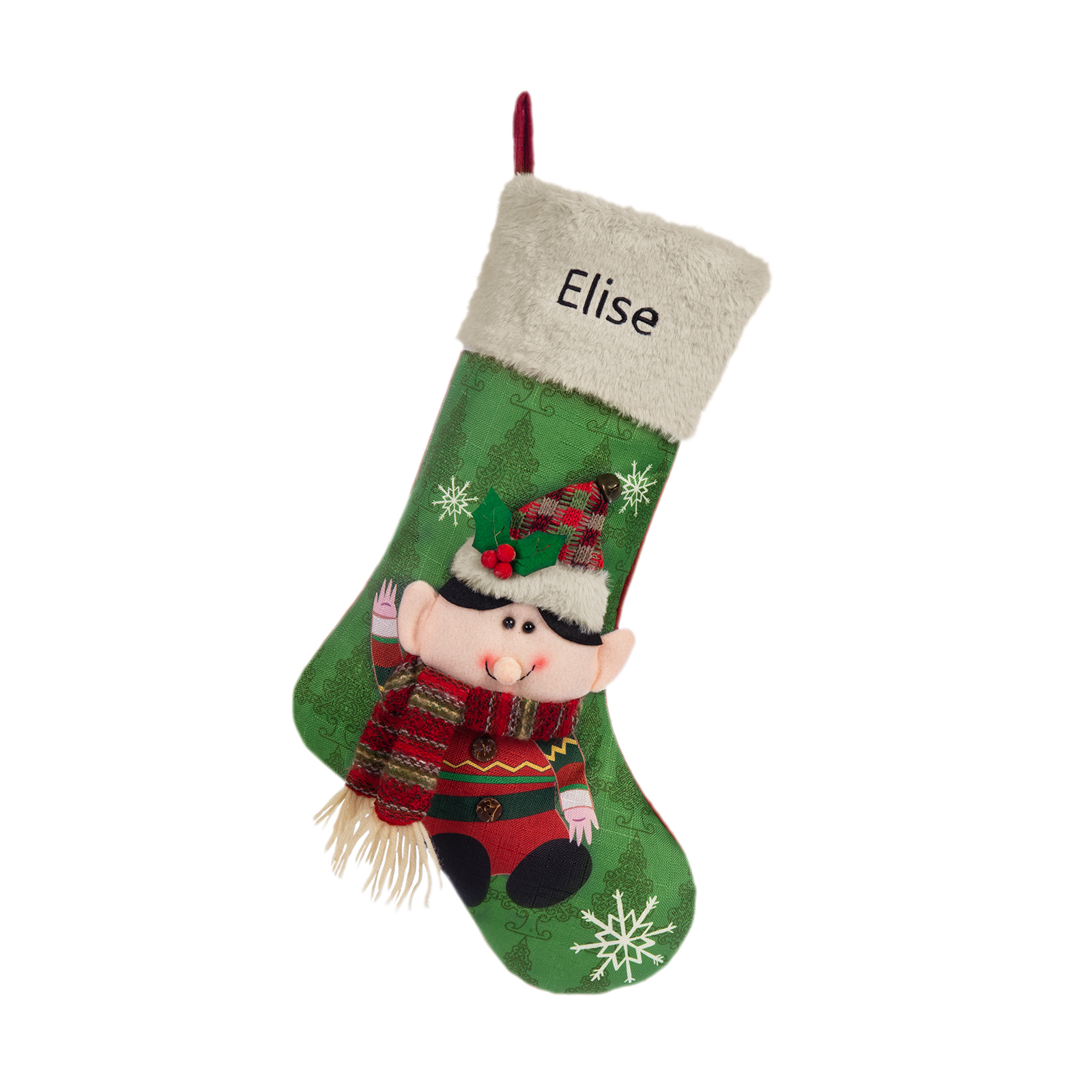 Adornos de medias navideñas con muñeco Bolsa de regalo 1 Nombre personalizado-Jessemade ES