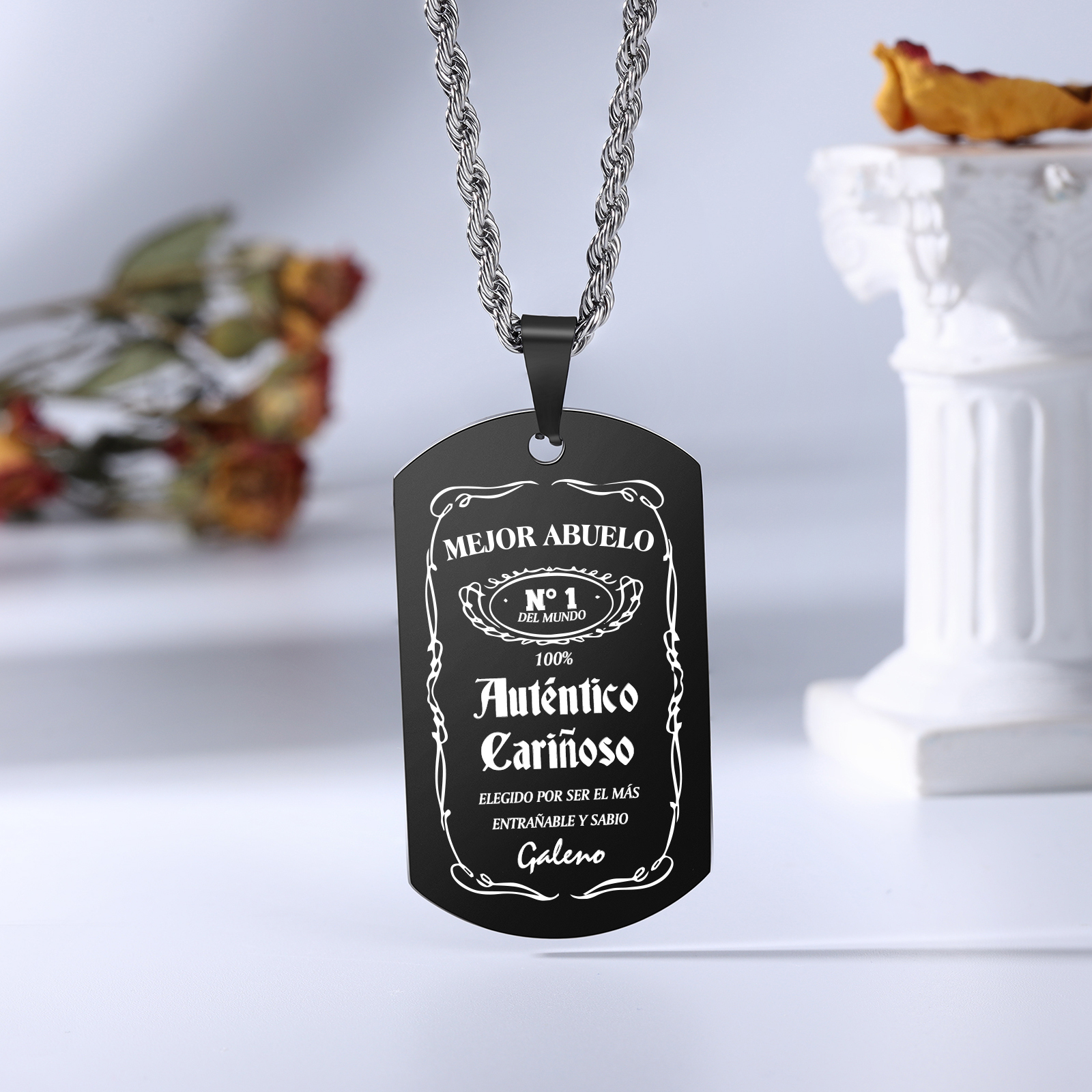 A MI ABUELO-Collar mejor abuelo de placa personalizada con 1 nombre-Jessemade ES