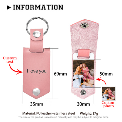 Llavero para pareja de cuero personalizado con texto y foto-Jessemade ES