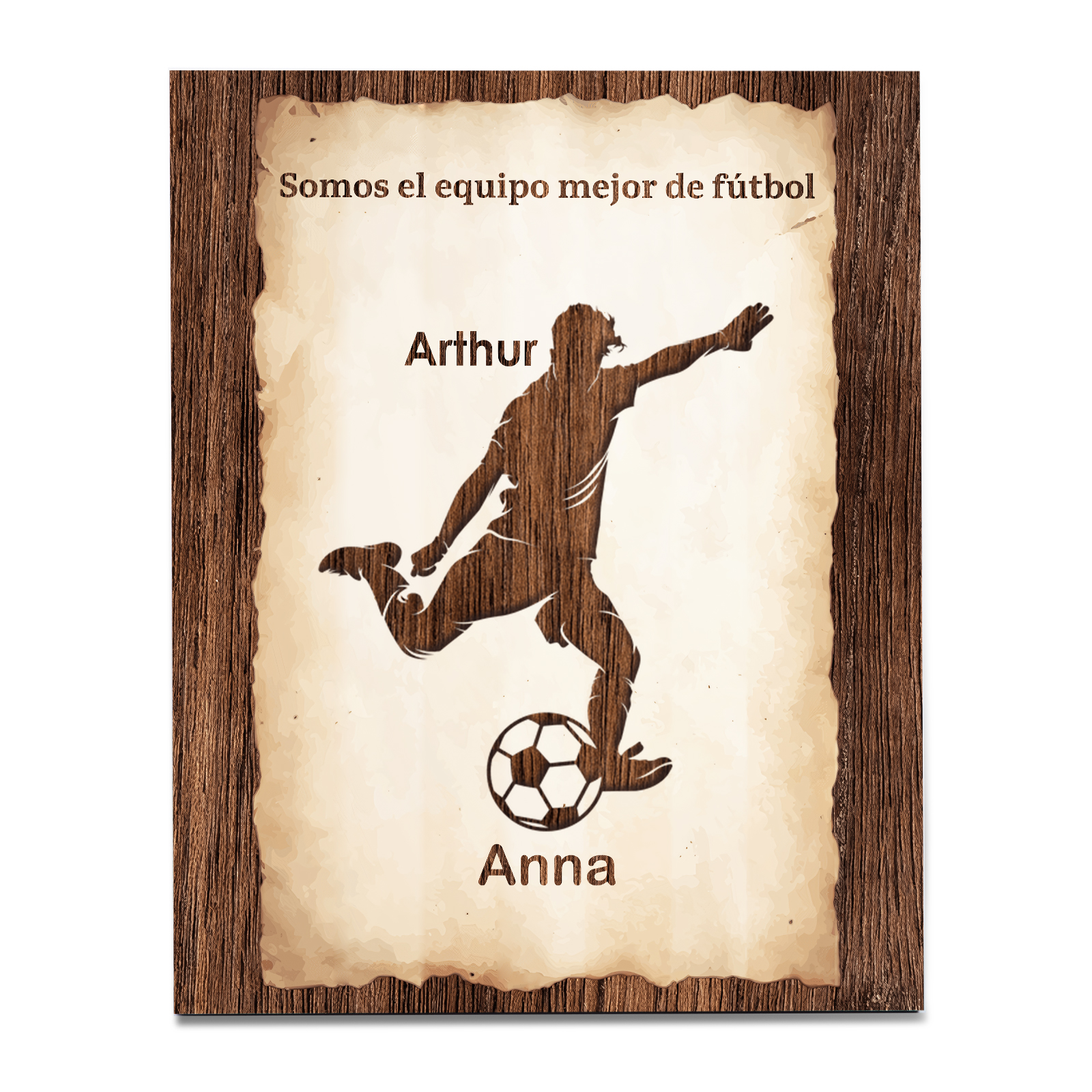 A mi papá - Lámina 2-7 nombres personalizados marco de madera equipo de fútbol-Jessemade ES