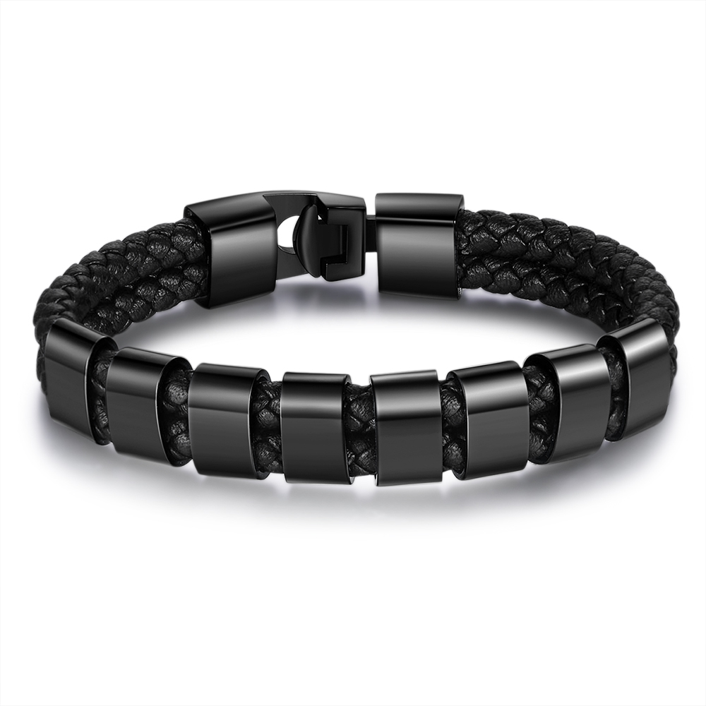 A mi papá-Pulsera de cuero trenzado Pulsera de hombre con 8 aros personalizados con 8 nombres-Jessemade ES