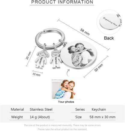 A mi tía - Llavero 2 Nombres Personalizado Con Charms 2 Niños con Foto y Texto-Jessemade ES
