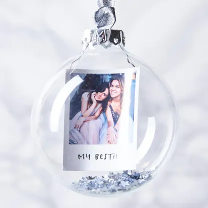 Bola navideña Adorno de Navidad 1 foto y 1 texto  personalizados