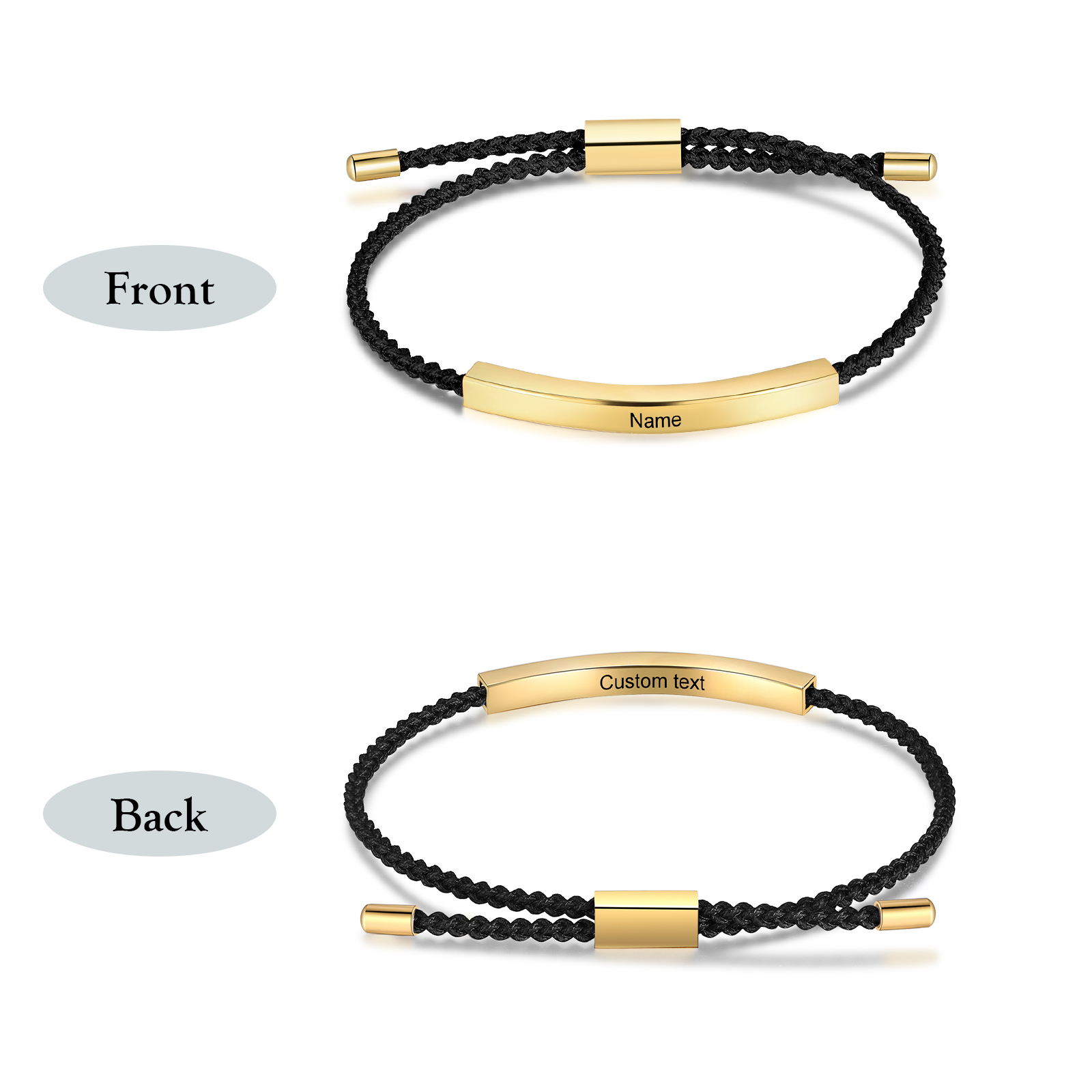 Pulsera de cuerda tejida a mano con nombre y texto personalizados seis colores