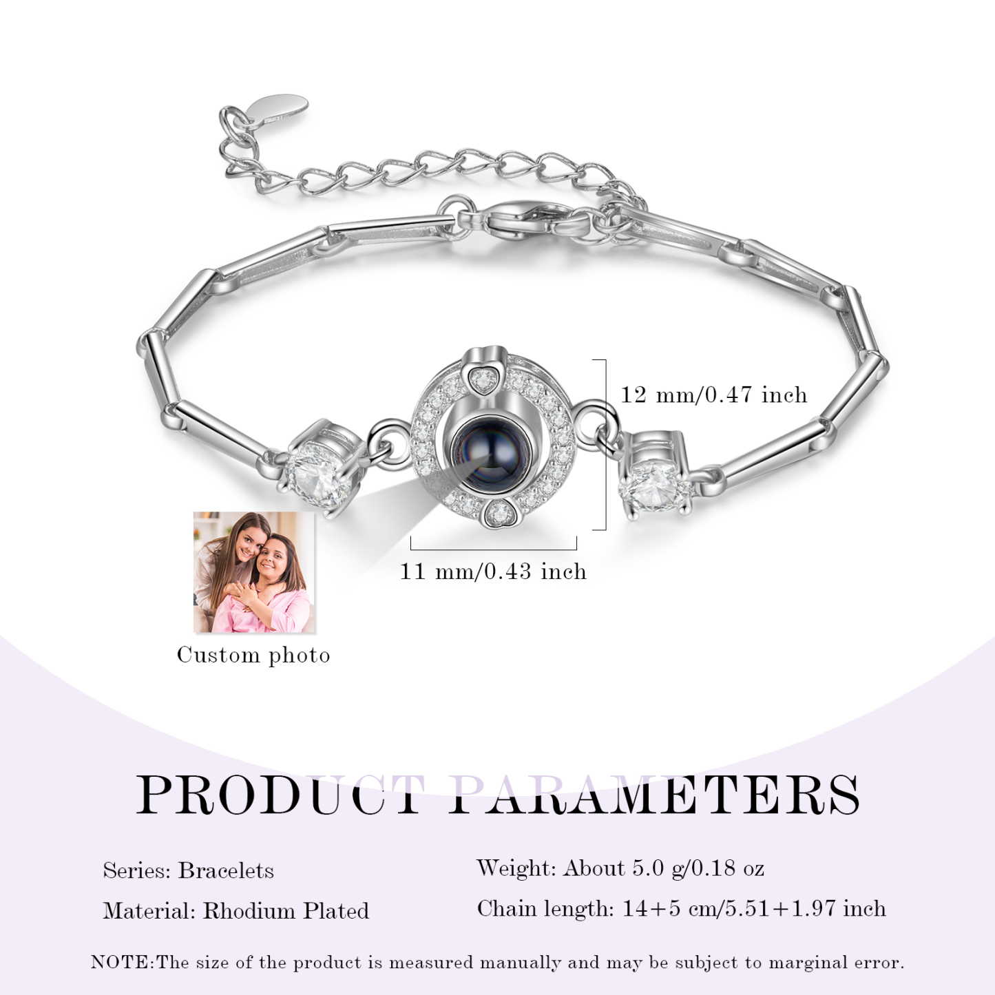 Pulsera con proyección de foto en color para mujer Brazalete de proyección-Jessemade ES