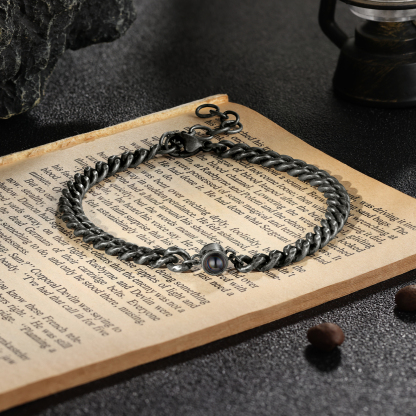 Pulsera de cadena cubana con proyección de foto en color para hombre-Jessemade ES