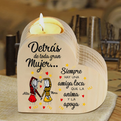 A mi amiga - Candelero de madera sin vela 2 nombres personalizados-Jessemade ES
