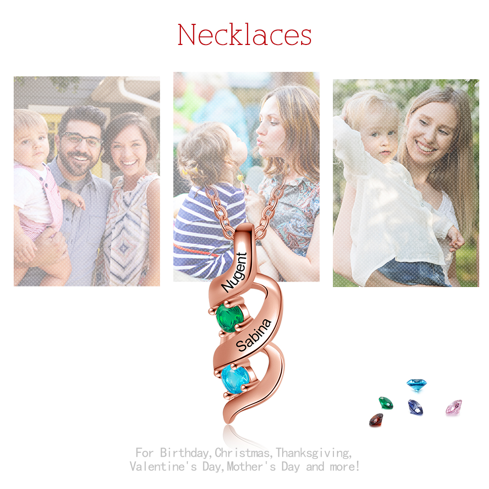 Collar de DNA 2-7 nombres y piedras personalizados-Jessemade ES