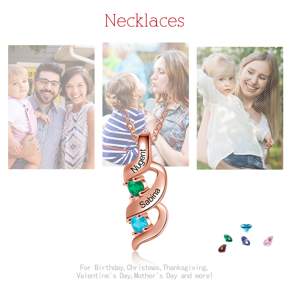 Collar de DNA 2-7 nombres y piedras personalizados-Jessemade ES